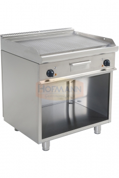 Elektro-Grillplatte mit offenem Unterbau, Platte gerillt, 800x700x850