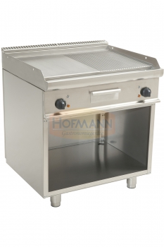 Elektro-Grillplatte mit offenem Unterbau, Platte 1/2 gerillt und 1/2, 800x700x850