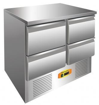 Kühltisch mit 4 Schubladen, +2/+8°C , Motor unten 903x700x875, Paketpreis