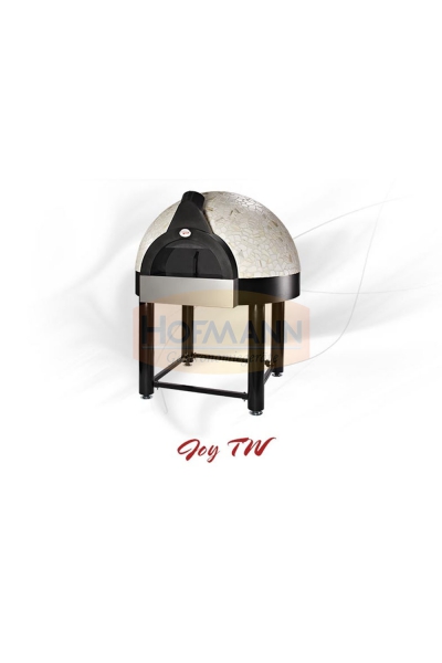 Holz-/Gasofen für 7 Pizzen Ø33cm,demontiert, mit rotierender Monoblock Backfläche, Innenmaße 1400x1330x420, Außenmaße 1800x1860x1900