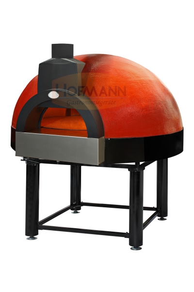 Holz-/Gasofen für 7 Pizzen Ø33cm,vormontiert, mit rotierender Monoblock Backfläche, Innenmaße 1400x1330x420, Außenmaße 1800x1860x1900